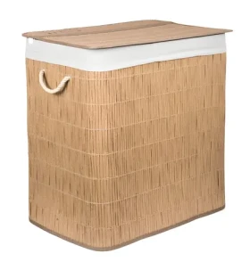 G21 Kôš na bielizeň ratanový design, biela / Kôš na bielizeň / 150 l / s rozdeľovačmi (KPG21RAT2NW)