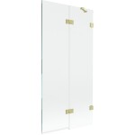 MEXEN/S - Lunar vaňová zástena 2-krídlová pravá 90 x 150, transparent, zlatá kartáčovaná 897-090-100-55-00-P