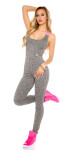 Trendy workout jumpsuit with sexy back neonorange L