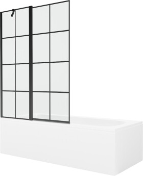 MEXEN/S - Vega obdĺžniková vaňa 180 x 80 cm s panelom + vaňová zástena 120, čierna vzor 550118080X9412117077