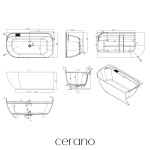 CERANO - Vaňa z liateho mramoru Valeria - voľne stojaca - asymetrická - pravá - biela matná - 150x80x55 CER-8050BD80382