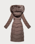Hnedá dámska zimná bunda s kožušinovým panelom S'West (B8525-48) odstíny hnědé S (36)