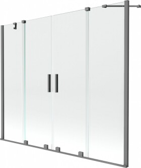 MEXEN/S - Velar Duo dvojkrídlová posuvná vaňová zástena 180 x 150, transparent, grafit metal 896-180-000-02-95