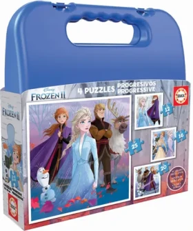 Educa Puzzle v kufríku Ľadové kráľovstvo 2 - 4v1 (12 16 20 25 dielikov)
