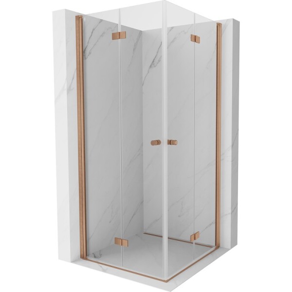 MEXEN/S - Mist-F Duo sprchovací kút skladacie dvere 95 x 95, transparent, meď kartáčovaná 8A6-095L-095P-65-00