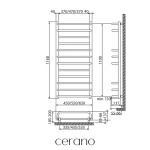 CERANO - Elektrický sušiak uterákov Ricardo - 187 W - čierna matná - 1160x550 mm LIV-B-ED-12-55-X