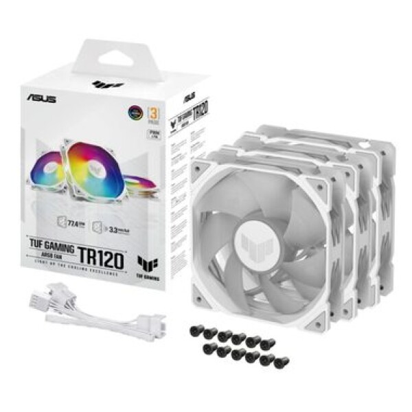 Asus TUF GAMING TR120 ARGB (3ks) biela / 120mm / Hydraulic bearing / 2000 RPM / 77.4 CFM / 29 dB (90DA0093-B09020)