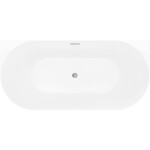 MEXEN/S - Oval Slim voľne stojaca vaňa nástenná 170 x 80, biela/čierna, sifón a prepad chróm 52661708075-01