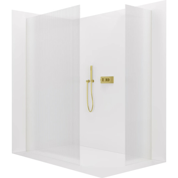 CERANO - Sprchová zástena Walk-in Crystal TL/P - 8 mm - bezvzperový systém - zlatá, ryhované sklo - 150x60x200 CER-8050BD5811