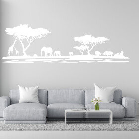 Veselá Stena Samolepka Africké safari Farba: biela, Veľkosť: 80 x 26 cm