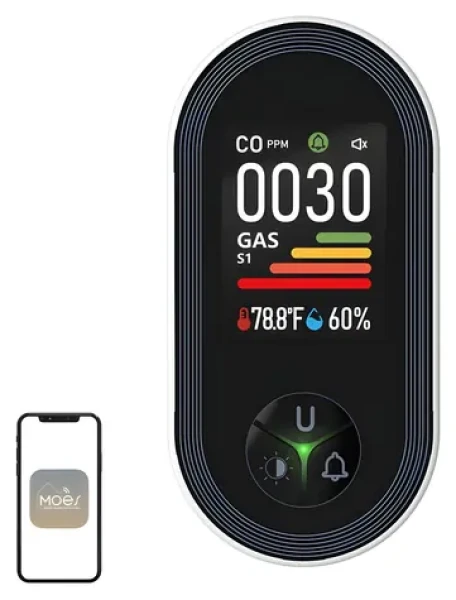 MOES S02-CG / Detektor oxidu uhoľnatého a plynu / 2v1 senzor CO a horľavých plynov / LCD displej / Alarm 85 dB (S02-CG-EU-MS)