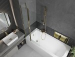 MEXEN/S - Vega obdĺžniková vaňa 180 x 80 cm s panelom + vaňová zástena 80, transparent, zlatá 550118080X9408115000