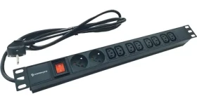 Conexpro 19" Rozvodný panel 2x FR + 8x IEC C13 čierny / Rozvodný panel / 16A / 1,4 m kábel (PDU-2FR+8C13)
