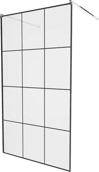 MEXEN/S - KIOTO samostatne stojaca sprchová zástena 120 x 200, transparent/čierna vzor 8 mm, chróm 800-120-002-01-77