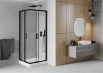 MEXEN/S - Rio štvorcový sprchovací kút 80 x 80, transparent, čierny + vanička so sifónom Rio, biela 860-080-080-70-00-4510