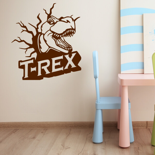 Veselá Stena Samolepka Dinosaurus T-REX Farba: hnedá, Veľkosť: 40 x 43 cm