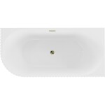 MEXEN/S - Gia voľne stojaca rohová vaňa reliéf pravá 170 x 80, biela lesk, sifón a prepad zlatá 52701708000P-50