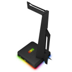 CONNECT IT NEO Stand-It RGB stojanček na slúchadlá čierna / 2x USB-A / RGB LED podsvietenie (CHX-3590-BK)