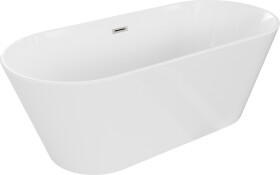 MEXEN/S - Flavia vaňa voľne stojaca 170 x 75, biela, sifón a prepad nikel kartáčovaná 54031708000-97