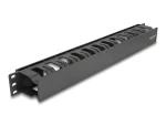 DeLock 19" Kabelmanagement panel čierny / Panel pre správu káblov / 1U / plast / snímateľná predná krytka (67021)