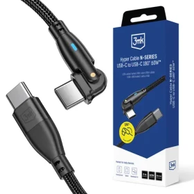 3mk Hyper kábel N-SERIES USB-C na USB-C 2m 20V/3A 60W čierna / otočná (5903108680165)