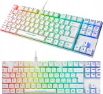 Deltaco Žemo profilio mechaninė RGB klaviatūra DELTACO GAMING UK išdėstymas, raudoni jungikliai, balta/RGB / GAM-111-W-UK