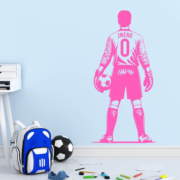 Veselá Stena Samolepka Futbalový brankár s menom Farba: růžová, Veľkosť: 60 x 30 cm