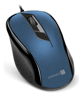 Connect IT CMO-1200 modrá / Optická myš / 1000DPI / 3 tlačidlá / USB / 1.8m (CMO-1200-BL)