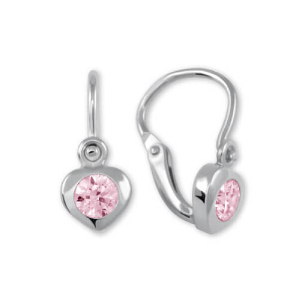 Soliter Zlaté detské náušnice Srdiečka s ružovým kryštálom 236 001 00675 07
