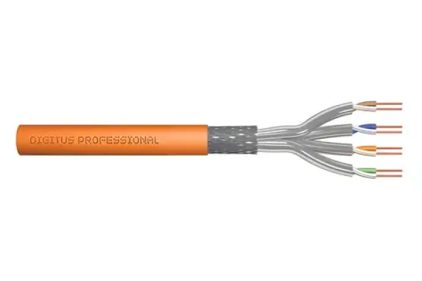 Digitus CAT 7 S/FTP oranžový / Inštalačný kábel / 50 m / AWG 23/1 / LSZH / Dca / 1200 MHz (DK-1743-VH-050)