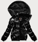 Čierna lesklá dámska bunda so sťahovacím lemom (LD7250) odstíny černé S (36)