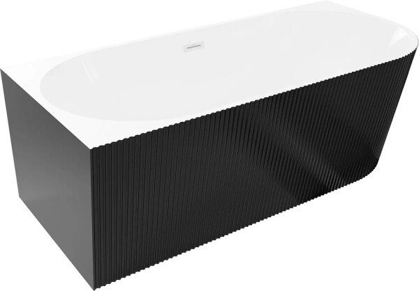 MEXEN - Silo voľne stojaca rohová vaňa ľavá reliéf 170 x 80, biela/čierna, bez krytky prepadu a zátky 52891708075L-SS
