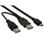 PremiumCord USB 2.0 napájací Y kábel A/M - A/M + A/M mini 0.5m + 0.4m (8592220008741)