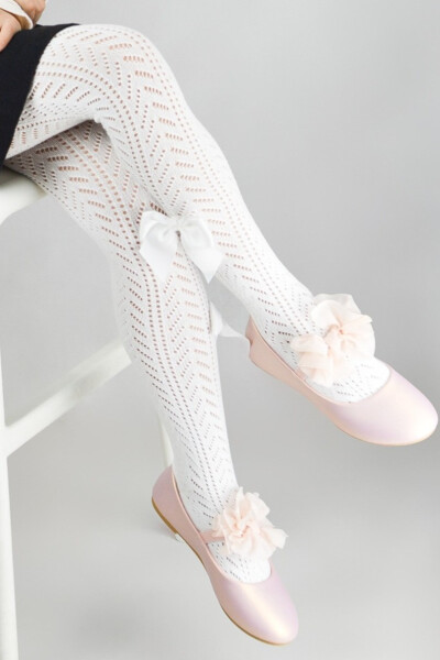 ČIPKOVANÉ PANČUCHY S MAŠĽOU RB019 2-6 L bílá 116-122