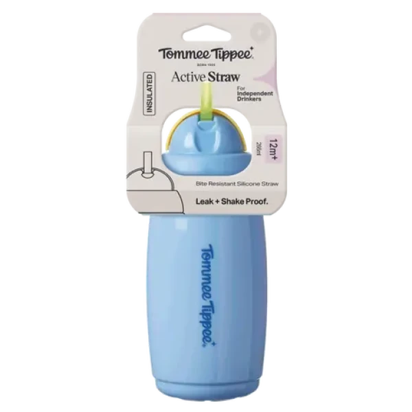 Tommee Tippee Active hrnček so slamkou 266 m 12m+ modrá (448013-T)
