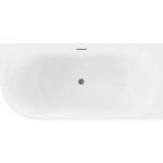 MEXEN/S - Mia voľne stojaca rohová vaňa pravá 160 x 80, biela/čierna, sifón a prepad grafit metal 52691608075P-95