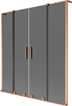 MEXEN/S - Velar L Duo dvojkrídlová posuvná vaňová zástena 150 x 150, grafit, meď kartáčovaná 896-150-003-42-65