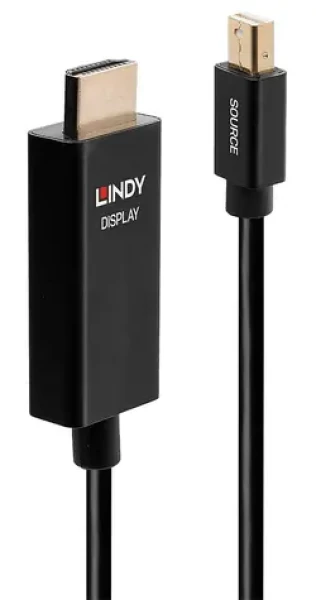 Lindy Mini DisplayPort na HDMI čierna / Aktívny adaptér / 1 m / 4K 60Hz / HDR (40921)