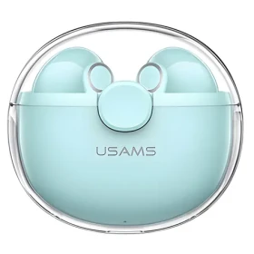 USAMS BU12 zelená / Bezdrôtové slúchadlá do uší / Bluetooth 5.1 / TWS / 30 mAh + 300 mAh (BHUBU03)