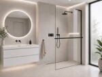 CERANO - Sprchová zástena Walk-in Onyx L-pravá vzpera - 10 mm + polička / držiak na uteráky - čierna matná, transparentné sklo - 150x200 CER-8050BD75675