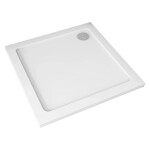 CERANO - Sprchová vanička štvorcová Piato - liaty mramor - biela lesklá - 90x90x3 CER-476942