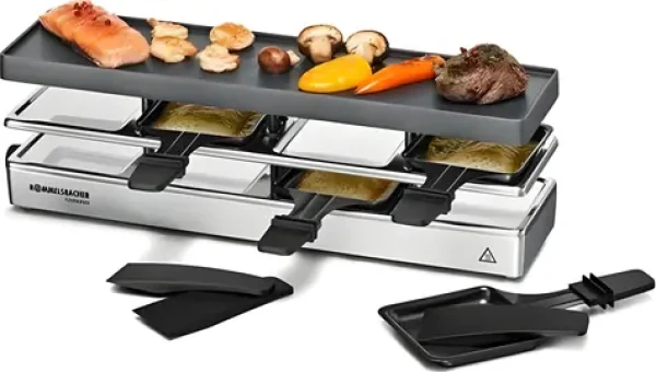Rommelsbacher RC 800 strieborná / Elektrický raclette gril / 795 W / 4 panvice / nepriľnavý povrch (RC 800)