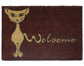 Rohožka Welcome s kočkou 40x60 cm, bordó%