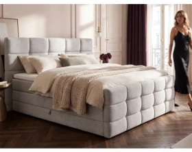 Posteľ boxspring Shadow 180x200 cm, svetlo šedá štruktúrovaná látka%