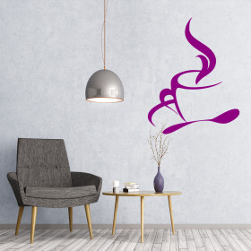 Veselá Stena Samolepka Šálka s čajom Farba: fialová, Veľkosť: 100 x 126 cm
