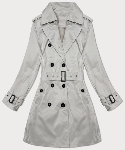 Svetlo béžový klasický kabát s dĺžkou do polovice stehien (1806#-12) odstíny béžové XXL (44)