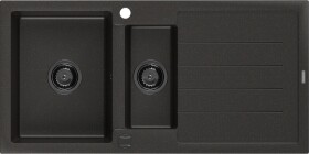 MEXEN/S MEXEN/S - Andres granitový drez s odkvapkávačom 1000 x 500 mm čierna/zlatá metalik, čierny sifón 6515101510-75-B