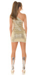 Sexy One-Shoulder Disco-dress with sequins BEIGE Einheitsgroesse