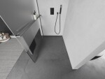 MEXEN/S - Kioto+ Sprchová zástena s poličkou WALK-IN 90 x 200, transparent/dekor, grafit metal 800-090-121-95-35