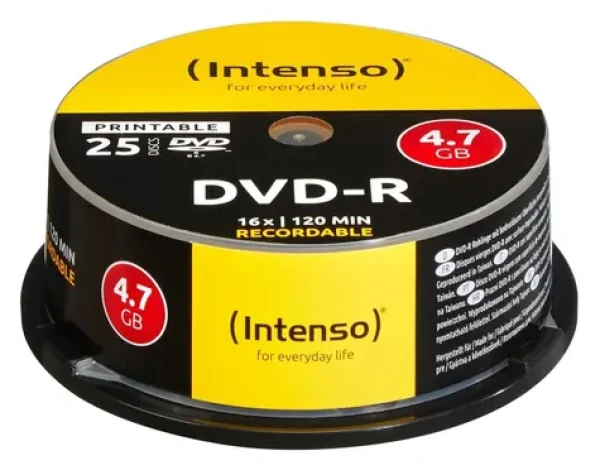 INTENSO DVD- R 16x Printable / Optické médium / 4,7 GB / Cake box 25 ks (4801154)